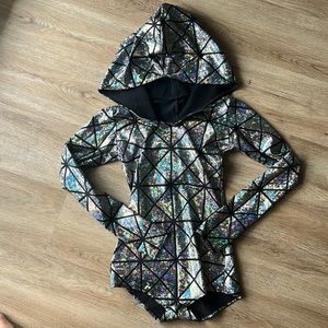 Holographic hooded bodysuit Size S